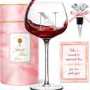 Personalized Gifts for Women - Monogrammed A-Z Wine Glass Customized Gifts, Unique Birthday Gifts for Women, Christmas Basket Gift for Her, Mom, Wife, Sister, Friend, Nurse（N）