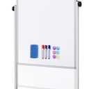 Rolling Whiteboard on Wheels, 32x48 Inches Double-Sided Magnetic Dry Erase Board with Stand, Height Adjustable Mobile White Board Easel for Classroom Home Office