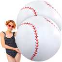 Meooeck 2 Pcs 40 Inch Giant Inflatable Baseball Large Beach Inflatable Sports Balls White Baseball Pool Games Toys for Outdoor Activity Sports Themed Party Favors Decorations