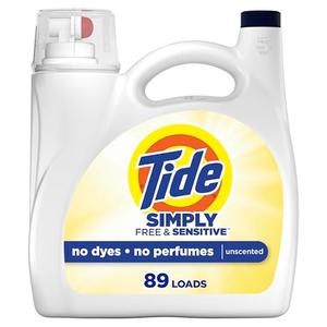 Tide Simply Liquid Laundry Detergent, Free & Sensitive Scent, 89 Loads, 117 fl oz