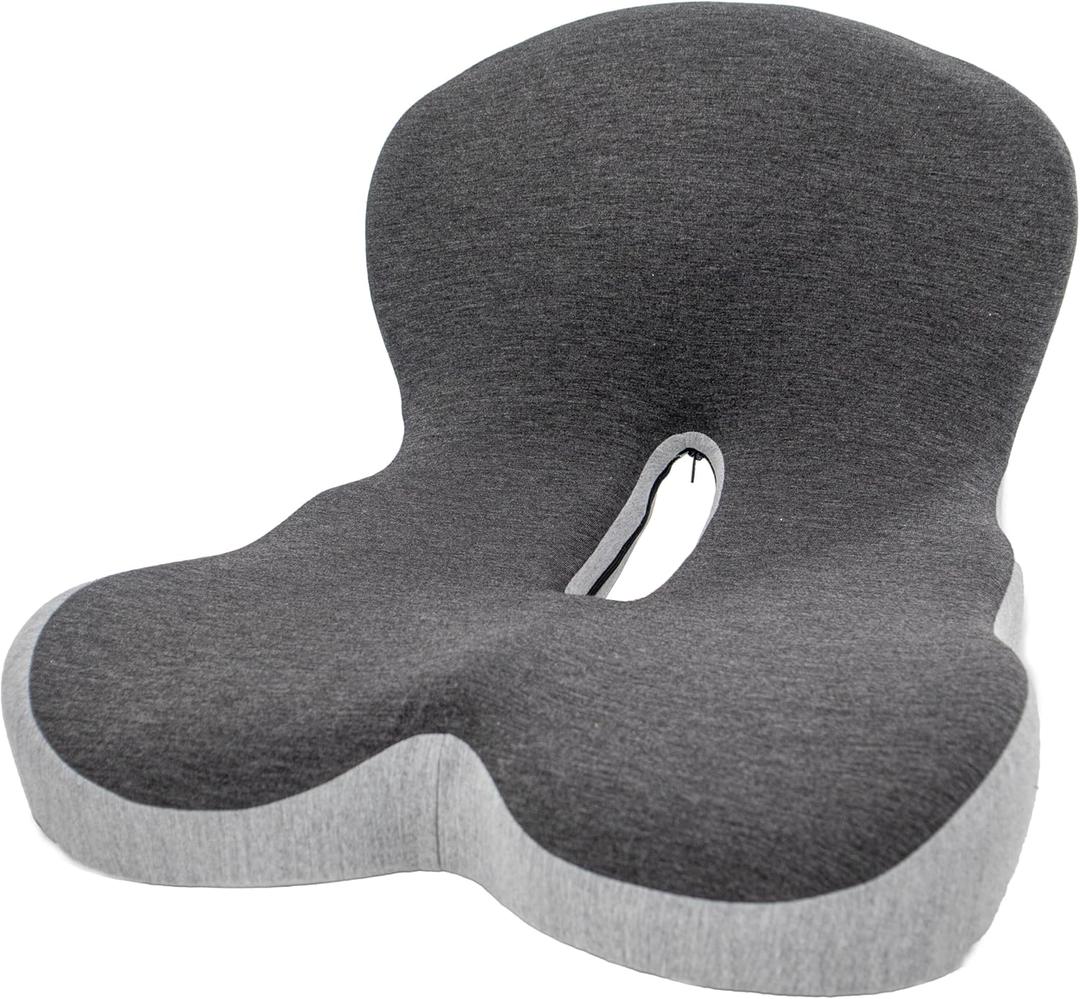 Ergonomic Memory Foam Seat Cushion with Lumbar and Back Support  Coccyx and Tailbone Pain Relief, Orthopedic Posture Correction, Breathable Washable Cover