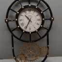 Large Industrial Steampunk Decor Vintage Wall Clock, Antique Gold Black Metal Wall Clocks for Living Room Farmhouse (23" H x 14" W)