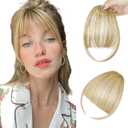 Clip in Bangs, Wispy Bangs Hair Clip,Natrual Fake Bangs Fringe with Temples Hairpieces for Women Clip on Faux Bangs Hair Extensions for Daily Wear Ash Blonde