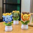 Handmade Crochet Dragon Dashboard Decor - Cute Mini Car Ornament, Knitted Flower & Potted Plant Decor for Home/Office - Perfect Graduation/Birthday/Thank You Gift (Orange Dragon)