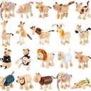 Wettarn 20 Pcs Bendable Wooden Animal Toys Flexible Animal Toys Zoo Safari Jungle Figurines Smooth Natural Farm Animals for Preschool Learning Education Gift for Christmas (Lovely Style)