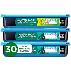 Swiffer Heavy Duty Mop Wet Multi-Surface Cloth Refills for Floor Mopping and Cleaning, Gain and Unstopables Scents, 30 count