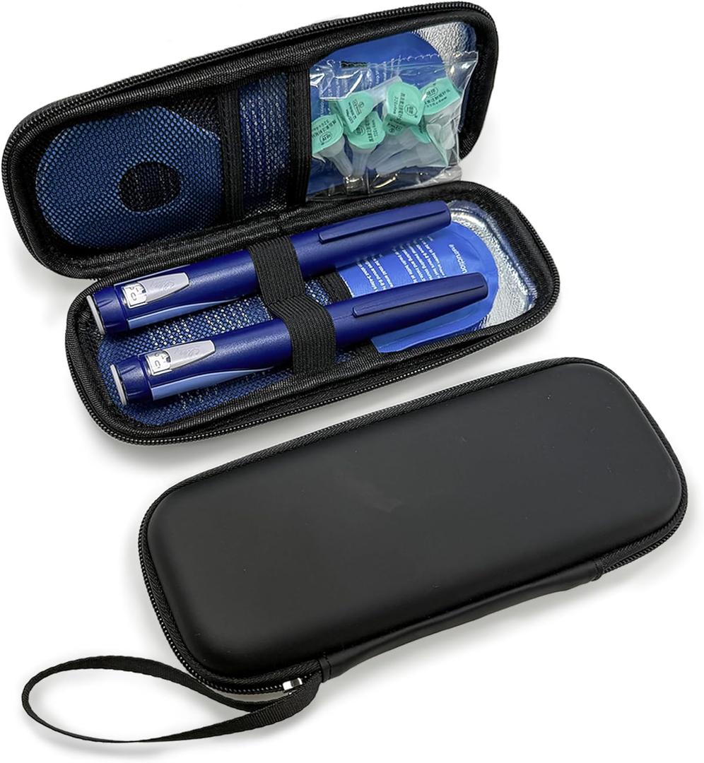 ZLR Insulin Cooler Travel Case, TSA-Friendly Hard Shell Diabetic Medication Organizer for Ozempic/Wegovy/Mounjaro Pens & Vials, 290g Gel Ice Packs, Small (Inner 7.82.71.5 in)