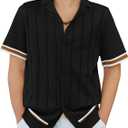 Arshiner Boys Knit Shirts Short Sleeve Button Down Shirt Vintage Fashion Casual Summer Beach Shirts for Kids 4-5T Years (Black)