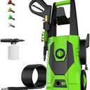 FIOCCO Pressure Washer, 5000PSI Max 3.4GPM Portable Power Washer with 35FT Cord, 20FT Hose, 4 Quick Nozzles, Foam Cannon High Power Washers for Cars, Patios, Driveways, Fences, Green