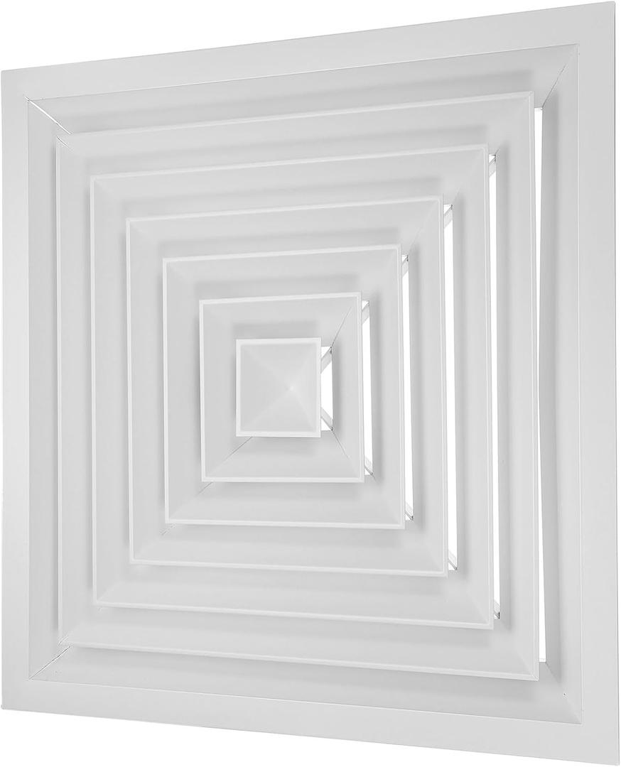 PATIKIL 17" x 17" Square Ceiling Diffuser, Aluminum Square Vent Cover HVAC Ceiling Diffuser for HVAC System Horizontal Flow Duct Industrial Home Office,White,20" x 20" Ducting Opening Size