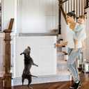 Reinforced Retractable Baby Gate for Stairs - 55 Inch Dog Gate for Stairs to Keep Kids & Pets from Going Under Stair Gate, Banister Baby Gate with Adjustable Hardware Fits Stair Posts, Doorways, White (55"W x 35"H Reinforced Gate for Stairs)
