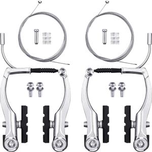 Universal Mountain Bike Brakes Set - 2 Pairs, Replacement for Most Bicycles, Includes 2 Pieces Brake Cables, Gear Shift Cable Wire, End Caps, End Ferrules