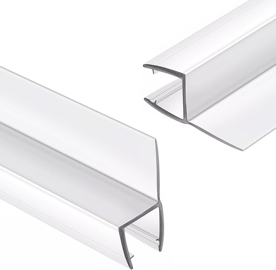 2 Pack Frameless Shower Door Side Seal Strip, 3/ 8" X 78" Shower Glass Door Side Seal Strip Suitable for 3/ 8 Inch (10mm) Glass Door Seal