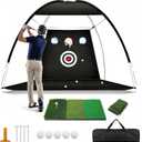 Golf Practice Net with Mat 10x7ft, Hitting Net for Backyard Outdoor Driving & Chipping, Heavy Duty Training Equipment for Home Garage Setup, Portable Golf Net with Target for Men Dad Gift