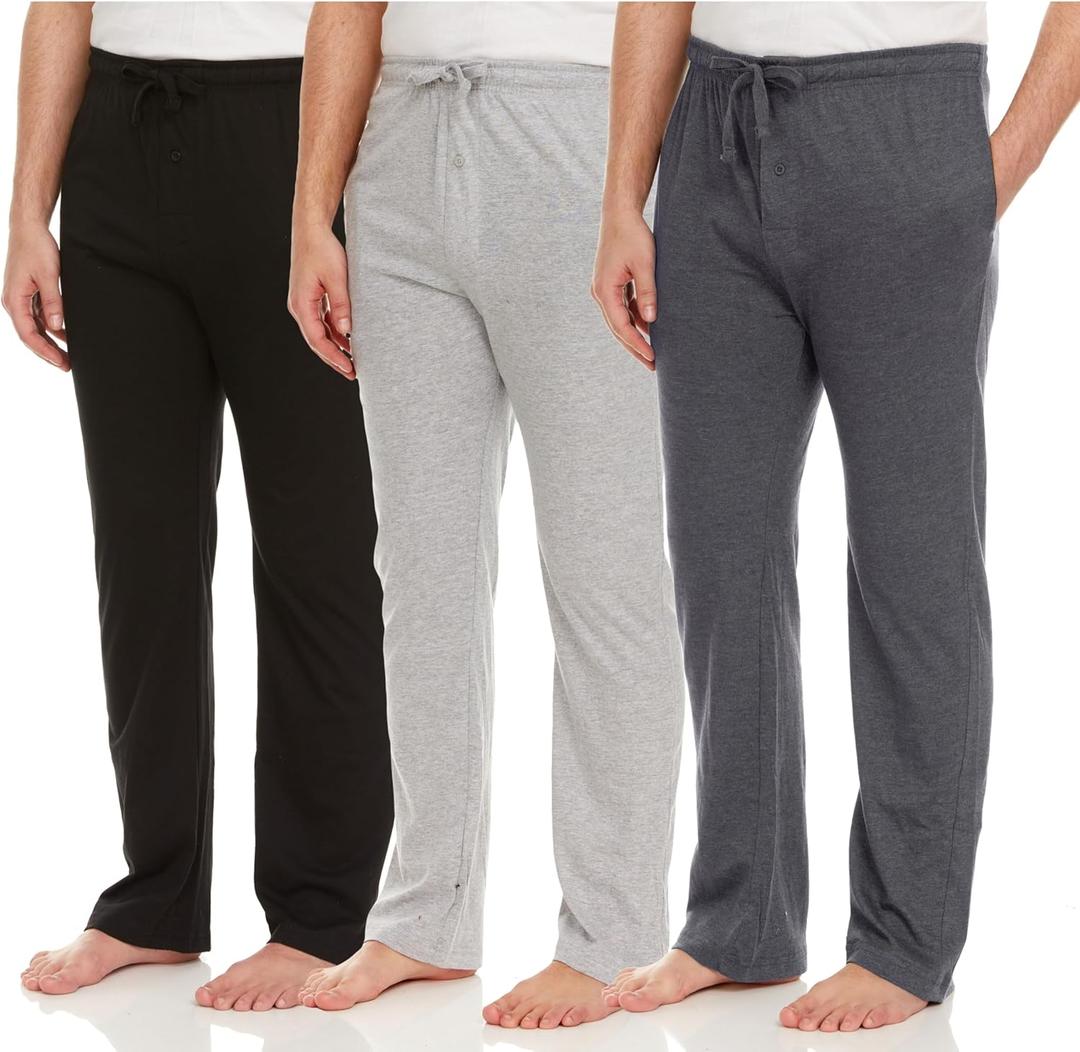 DARESAY Mens Lounge Pants with Pockets - Mens Pajama Pants - Lounge Pants Men, Up to 3XL Pack of 3 (Black,charcoal Grey,heather Grey)