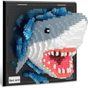 Shark Animal 3D Wall Art Micro Mini Building Blocks Set for Adults, Unique Home Wall Decor or Table Display, No Compatible with Lego, Ideal Birthday Christmas Toy Gift for Teens (2166 PCS)