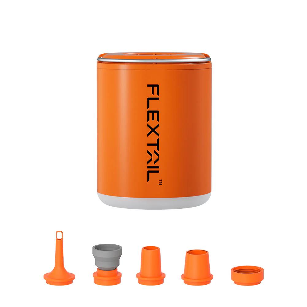 FLEXTAILGEAR Portable Air Pump with Camping Lantern Tiny Pump 2X 4kPa Air Pump for Inflatables Rechargeable Air Mattress Pump with Magnetic Design for Sleeping Pads, Pool Floats, Swimming Rings(OG) (1300mAh-Orange)