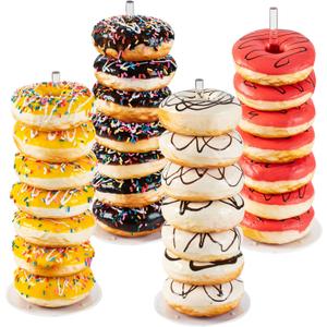 HENABLE 4PCS Acrylic Donut Display Stand Tower - Dessert Table Holder for Donuts, Bagels & Doughnuts - Perfect for Parties, Christmas, Birthday & New Year