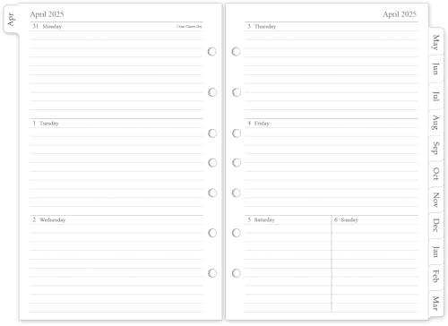 2025-2026 Weekly & Monthly Planner Refill, Planner Inserts with Monthly Tabs, Size 4, 5.5"x8.5", July 2025 - June 2026, 7-Hole Punched,Set of 3