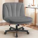 FelixKing Criss Cross Chair with Wheels, Cross Legged Office Chair, Armless Wide Vanity Desk Chair with Comfty Velvet & Back - Swivel Height Ajustable for Home Office Bedroom, Gray Velvet