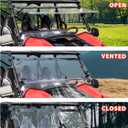 3-IN-1 Flip Up Windshield for Kawasaki Teryx 800 / Teryx4 800 2016-2025 Accessories, 1/5" Hard Coated PC Adjustable Fold Down Windscreen, Open / Vented / Closed