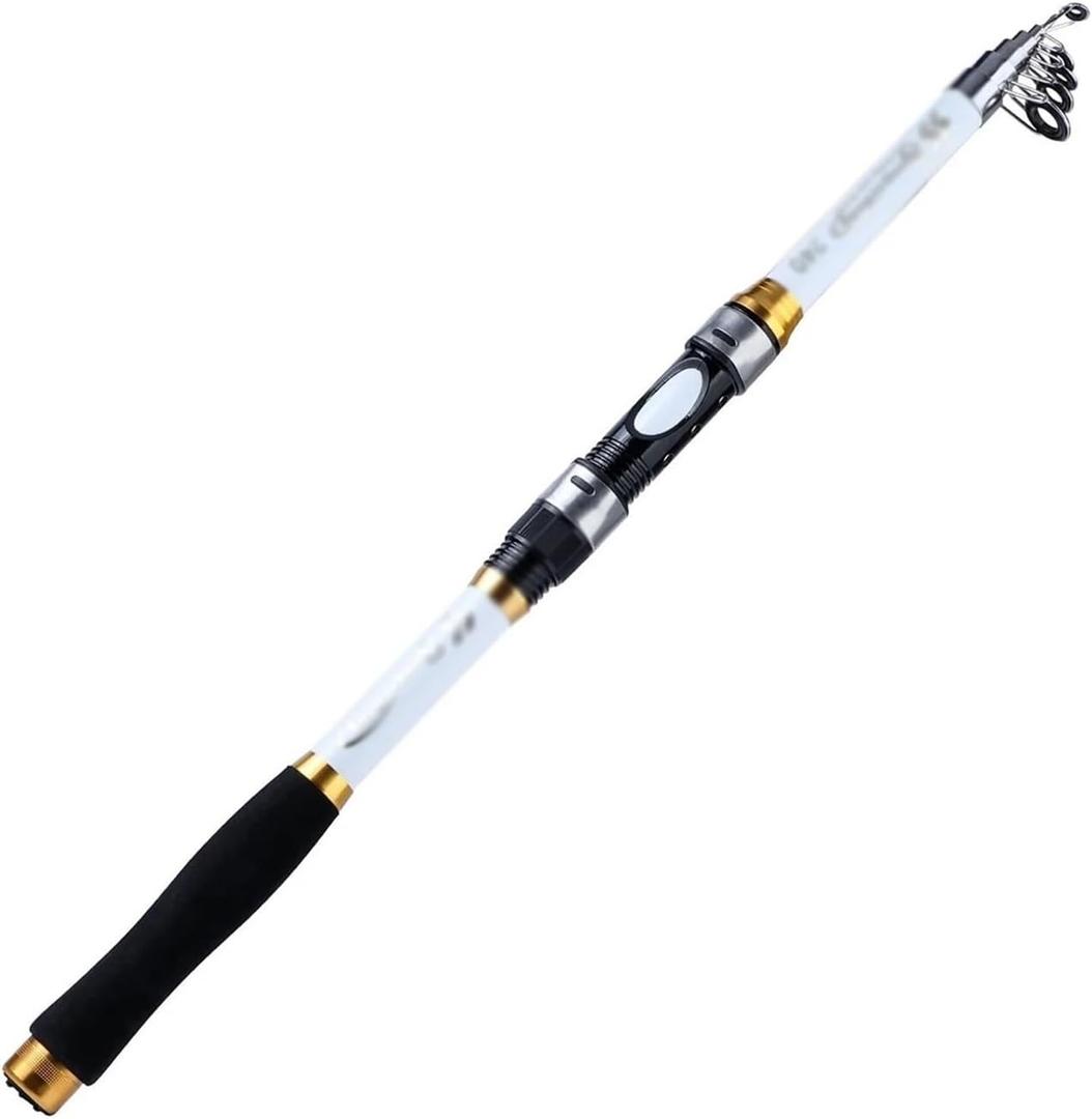 Saltwater Freshwater 2.1m-3.6m Fishing Rod Carbon Trout Carp Telescopic Fishing Pole Lure Fishing Rod Tackle Accessories(White) (1.8m)