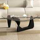 Glass Coffee Table, Mid Century Modern Coffee Table, Coffee Table for Living Room Center Table Suitable for Bedroom Living Room Reception Office Tables (Black/Transparent, Large)