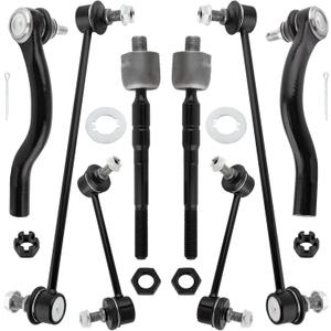 8Pcs Suspension Kit Front & Rear Stabilizer Sway Bar End Link + Front Inner & Outer Tie Rod Ends Fit For Acura MDX 2007-2013 Replace# K750124 K90716 K90717 ES800825 ES800824 EV800578