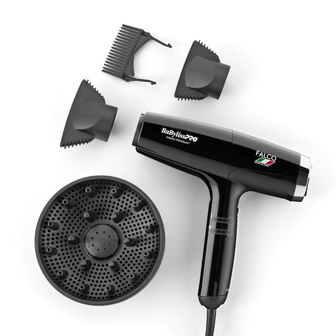BaBylissPRO Nano Titanium Professional Italian High-Speed Falco Hair Dryer - 2000 watts and Ionic