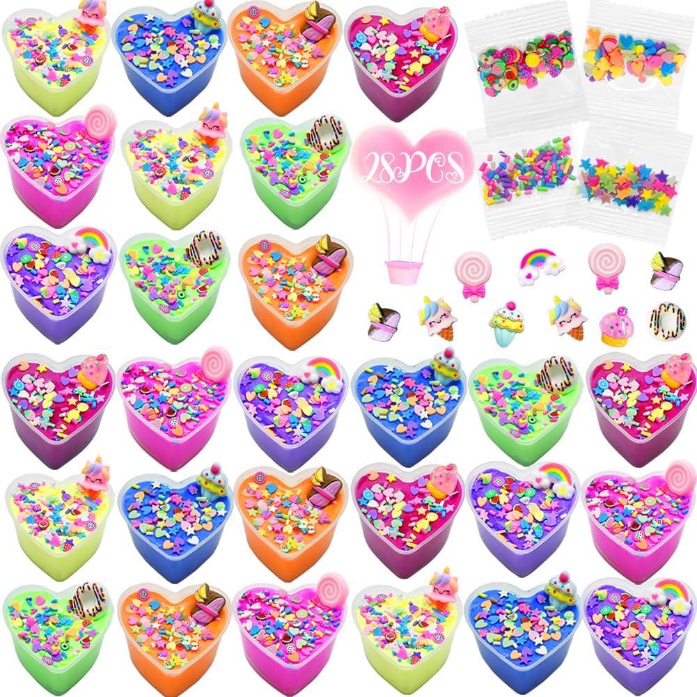 UMEELR 28 Pack Butter Slime Kit for Easter Egg Hunt Basket Stuffer, DIY Stress Relief Slimes Pre Filled Easter Egg Surprise Toys Party Favor Goodie Bag