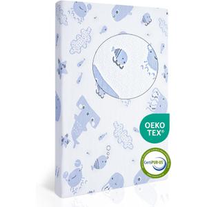 Pack and Play Mattress,Dual Sided Premium Memory Foam Pack N Play Mattresses for Baby 38"x26" Breathable Mattress for Pack N Play with Washable Soft Cover (Sea Blue)