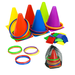 Ring Toss Games Carnival Outdoor Yard Games for Kids,Soft Plastic Cones Bean Bags Play for Children's Birthday Xmas Indoor Family Party Combo Gift Set