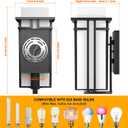 Outdoor Lighting Fixtures Wall Mount, Outdoor Wall Lights Modern with Frosted Glass, Aluminum Exterior Light for House Outdoor Wall Lantern for Garage Porch Carriage Patio (12.2''H, 1 pc)