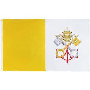 FRF Vatican City Flag - 4x6 Ft, Double Sided, Catholic Outdoor Flag with 2 Brass Grommets and 4 Rows of Lower Stitches