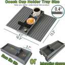 Bamboo Couch Cup Holder Arm Tray TableCouch Drink HolderSofa Cup Holder Armrest TrayAnti-Slip Foldable Arm Chair Table Tray Recliners for Drink,Cups, Snacks, Phone, Remote (Gray)