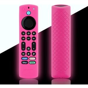 LEFXMOPHY Fire Stick 4k Max 2023 remote cover Replacement for Fire TV Stick 4K Max (2nd Gen), Omni Series or TV 4-Series 2021, Silicone Protective Case Skin Sleeve, Hot Pink, Glow in Dark