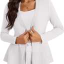Women's Casual Open Front Sweater Long Sleeve Rib Knit Draped Cardigan L