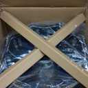 European Style Table Lamp with Fabric Lampshade Hand-Made Antique Varnished Resin Lampbody Victorian Style Table Lamp for Living Room Bedroom(Blue)