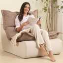 Bean Bag Chair for Adults, Giant Bean Bag Sofa with High Density Foam, Fireside Bean Bag Couch for Living Room, Bedroom, Balcony, Khaki