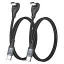 USB C Cable Right Angle - [2Pack 1.6FT] 60W Fast Charging USB C Cable Braided USB Type C Data Cable, 90 Degree C Port Charger Cord for iPhone 17/16/15 Pro Max, Tesla Model Y, MacBook, iPad, Samsung