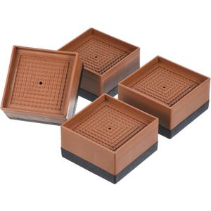uxcell Bed Risers 4Pcs, 1.5 Inch Furniture Risers Square Adjustable Couch Riser with Non-Slip Mat for Bed Desk Sofa Table Lift Supports Up to 1300Lbs, Brown