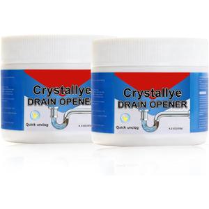Crystal Lye Drain Opener Powerful Unclogging Action for Bathroom & Kitchen Pipes (2PC), 9.2 Oz