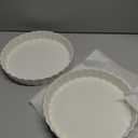 LOVECASA Porcelain Pie Pan Quiche Baking Dish,10 Inch Non-Stick Round Pie Dish Quiche Pan,Tart Pan with Ruffled Edge, Pie Plate for Apple, Quiche, Pot Pies, Tart, Set of 2, White