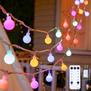 Minetom Globe String Lights, 33 Feet 100 Led Fairy Lights Plug in, 8 Modes with Remote Mini Globe Lights for Indoor Outdoor Bedroom Party Garden Christmas Tree Easter Decoration, Multicolor
