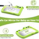 2-in-1 Baby Car Mirror with Lights & Soft Sounds, Cry Detector, Clear Night View, 360 Rotation, Shatterproof, Rear Facing Baby Car Seat Mirror with Remote Control, Perfect Baby Shower Gifts (Green)