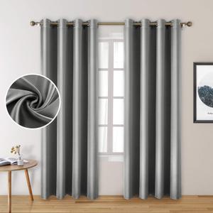 HOMEIDEAS 2 Panels Silver Grey Faux Silk Blackout Curtains, 52 X 96 Inch Room Darkening Satin Thermal Insulated Window Drapes for Bedroom, Indoor HOMEIDEAS 2 Panels Silver Grey Faux Silk Blackout Curtains, 52 X 96 Inch Room Darkening Satin Thermal Insulated Window Drapes for Bedroom, Indoor
