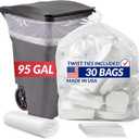 Reli. 95 Gallon Trash Bags Heavy Duty | 30 Trash Bags with Ties | Super Sizeable, Clear, Serious Garbage Cleanup