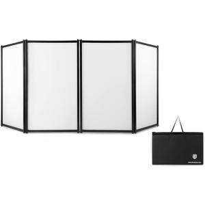 PRORECK DJ Foldable Facade Portable Event Booth Panels 4 Detachable Black Metal Frame Projector Display Scrim Panel with Carry Bag (white)