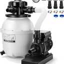 VIVOHOME 12 in Sand Filter Pump for Above Ground Pool, 0.4 HP 3168 GPH, Swimming Pool Filter System with 24H Timer & 6-Way Valve, High-Efficiency Filtration for Pools Up to 11,000 Gallons