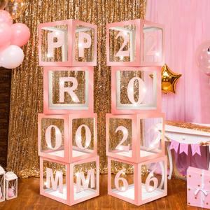 Sinmoe 8 Pcs Prom Decorations for Party 2026 Prom Column Standup 12 Inches PVC Sparkle Balloons Boxes Set Graduation Senior Night Decorations for 2026 Masquerade Graduation Photo Booth(Pink)